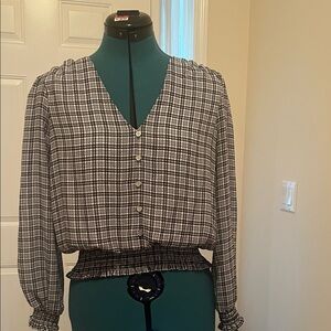 MICHAEL Michael Kors Black and White Plaid Blouse